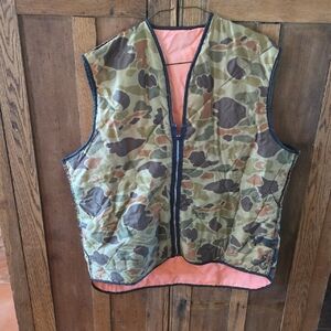 Reversible Camouflage Quilted Vest - Olive & Pink